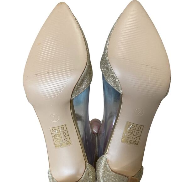 Journee Luela D'Orsay Pumps size US 7 Gold Glitter Kitten Heel - Picture 3 of 7